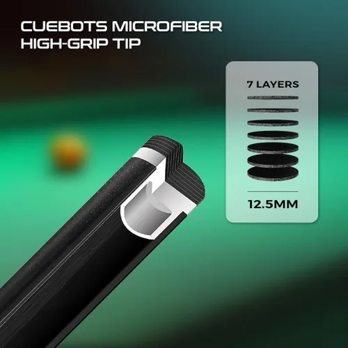 Vista 3 de Z Wave Taco de piscina de carbono – Eje de carbono de 29 pulgadas, cono cónico híbrido de 0.492 in, baja desviación, punta de microfibra