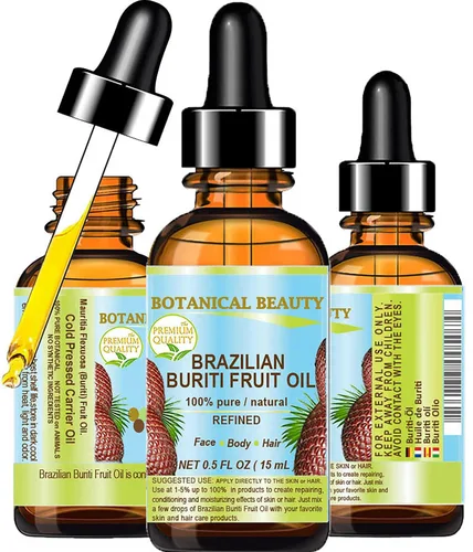 Vista 9 de Botanical Beauty Aceite de fruta brasileño Buriti 100% puro, natural, virgen, sin refinar, aceite portador prensado en frío sin diluir para cara