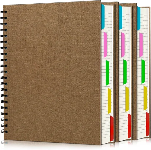 Vista 14 de EUSOAR Cuaderno de 5 materias, 1 pieza A4 de 11" x 8-1/2 pulgadas con espiral rayado universitario, bloc de escritura, 100GSM 120 hojas/240 páginas