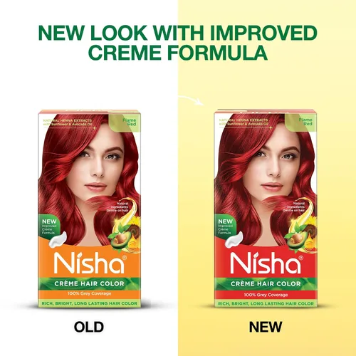 Vista 9 de Nisha - Tinte cremoso para el cabello (150 ml/cada) rojo llama, paquete de 1