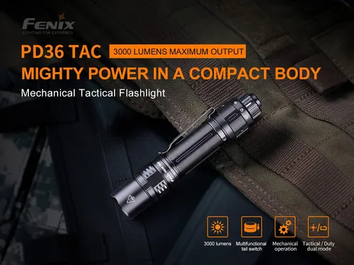 Vista 6 de Fenix Linterna táctica PD36 TAC, 3000 lúmenes USB-C recargable, con organizador LumenTac