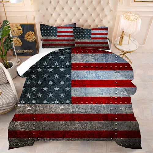 Vista 40 de kxry Juego de edredón de 250 años de Estados Unidos, tamaño individual, ropa de cama vintage de estatua de la libertad y bandera estadounidense