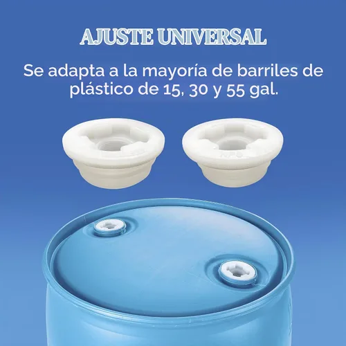 Vista 4 de Bung Cap 2" con combo Knock Out de 3/4", 2 piezas (1 rosca de contrafuerte y 1 rosca NPT) se adapta a tambor de plástico de 15, 30, 55 galones