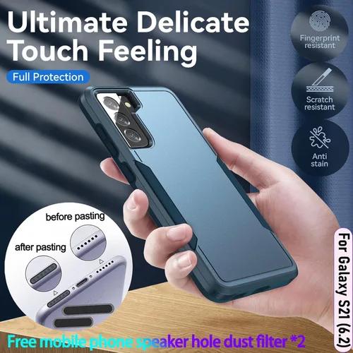 Vista 4 de Funda híbrida de doble capa para Galaxy S21 de 6.2 pulgadas, resistente a los golpes, resistente a los golpes, con 1 soporte magnético