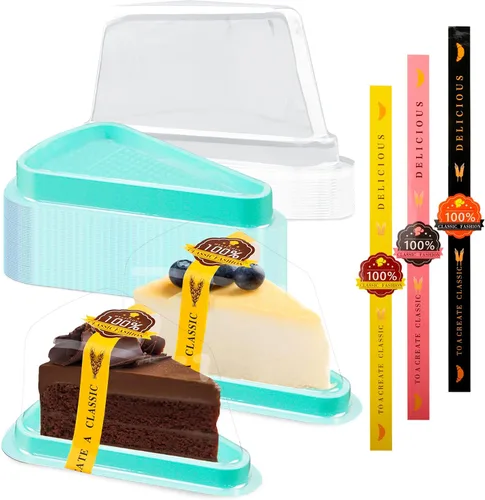 Vista 10 de 50 paquetes de contenedores para rebanadas de pastel, contenedores de pastel de plástico transparentes desechables, contenedores para pastel