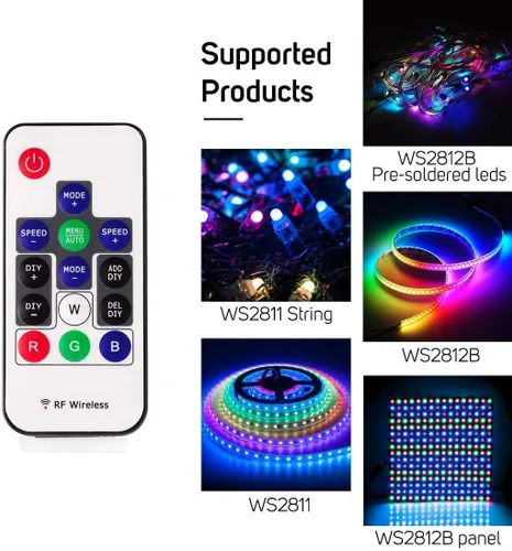 Vista 7 de Controlador inalámbrico de 14 teclas RF RGB DIY LED, control