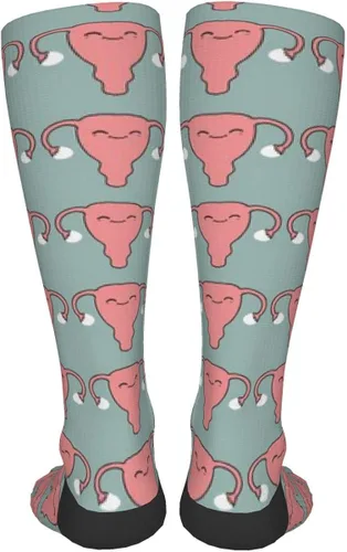 Vista 4 de Laswega hombres mujeres útero rosa calcetines divertidos locos impresos calcetines frescos verde menta deportes atléticos calcetines