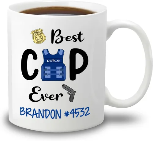 Vista 9 de Taza de café personalizada de policía de regalo para amigo compañero de trabajo, I Never Dreamed I'd Grow Up To Be A Cop Taza de café de cerámica