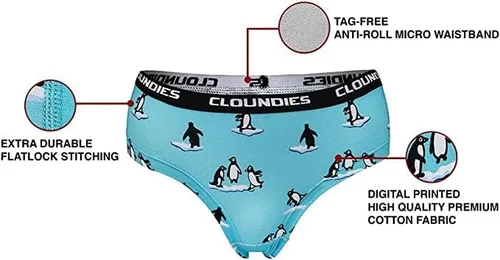 Vista 2 de Cloundies Matching Underwear for Couples - Penguin Design Cotton Undies Set with Socks - His and Hers Gifts