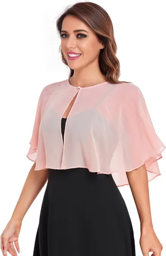 Vista 2 de Capelets para mujer, chales de gasa suave, chal para noche, boda, bolero