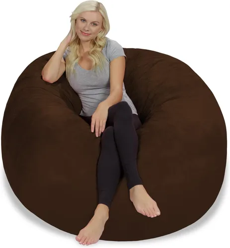 Vista 3 de Chill Sack Puf - Sillón gigante de espuma viscoelástica de 5 pies, sofá grande con funda de microfibra suave, color marrón