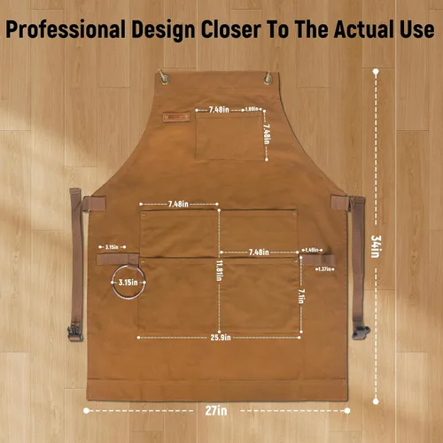 Vista 6 de Professional Chef Apron, 100% Cotton Canvas, Perfect for Cooking, Grilling, BBQ, and Kitchen Work, Durable & Stylish