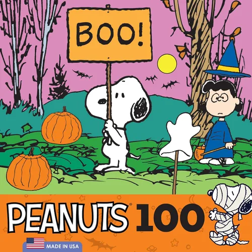 Vista 4 de RoseArt - Peanuts - Boo! - Rompecabezas de 100 piezas para niños y adultos