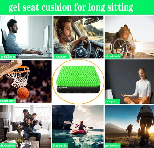Vista 7 de Cojín de asiento de gel de tamaño extra grande para sentarse prolongadamente, 20 x 20 pulgadas, cojín de asiento grande de alivio de presión