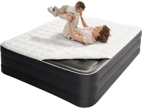 Vista 17 de CHILLSUN Colchón de aire doble con bomba incorporada, cama inflable