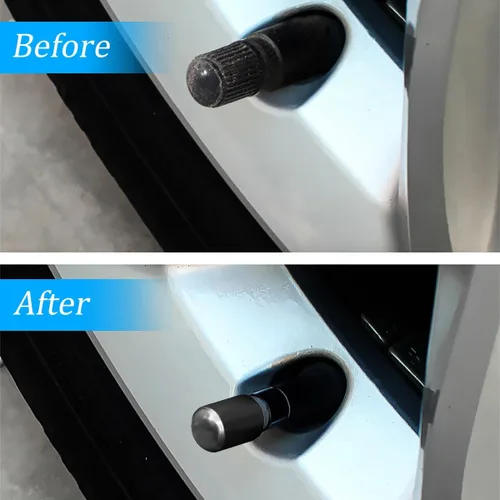 Vista 5 de Osilly Tapones para válvulas de neumáticos de automóvil, 4 tapas de vástago de válvula de aleación de aluminio, tapas de válvula de aire