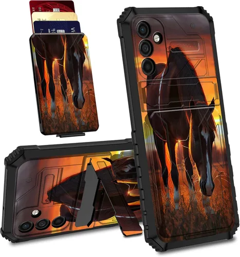 Vista 8 de Funda para Samsung Galaxy A13 5G con ranura desmontable para tarjetero, función atril, doble capa, resistente, a prueba de golpes, funda oculta