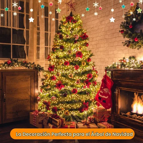 Vista 4 de 200 luces LED de Navidad en racimo, luces de cadena de Navidad tipo petardos, impermeables, 8 modos para interiores y exteriores, árbol de Navidad