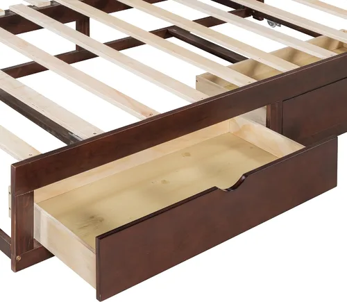 Vista 9 de MERITLINE Sofá cama con nido y dos cajones, sofá cama extensible para dormitorio, sala de estar, espresso