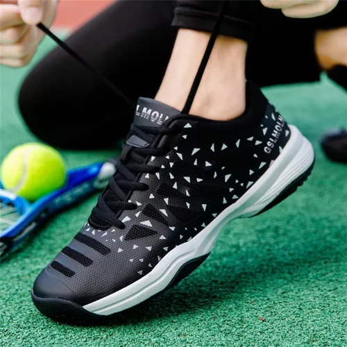 Vista 7 de Jakcuz Zapatos de tenis de bádminton para mujer, zapatos de pickleball, squash, voleibol, con cordones, para entrenamiento de cancha en interiores