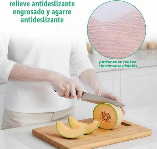 Vista 4 de 20 guantes de limpieza de goma desechables largos transparentes, guantes de plástico para lavar platos, guantes de plástico desechables impermeables