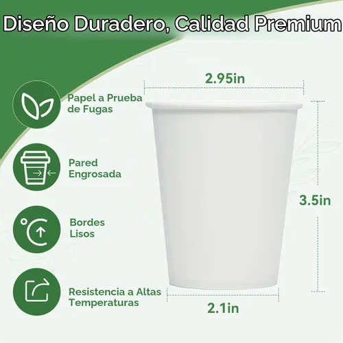 Vista 2 de Vasos de papel, paquete de 100 vasos desechables de 8 onzas, tazas de café desechables de 8 onzas, tazas de té y agua para el hogar, oficina