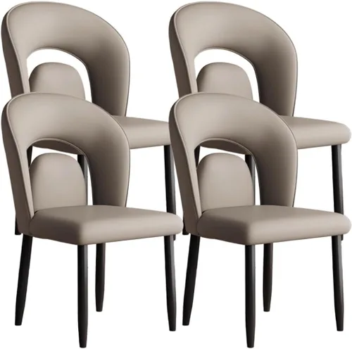 Vista 14 de YVYKFZD Leather Dining Chairs, Kitchen Chairs Set with Curved Back, Upholstered Dining Room Chair, Armless Comfy Side Chair, for Living Room, Dark