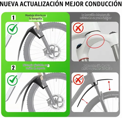 Vista 3 de RBRL Juego de guardabarros de bicicleta ajustable, protector de barro de MTB, grueso y ensanchado, guardabarros universales de bicicleta de 26 a 29