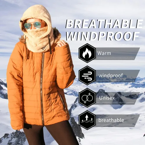 Vista 5 de Shy - Gorro de invierno resistente al viento, pasamontañas de terciopelo, máscara de esquí para hombres y mujeres