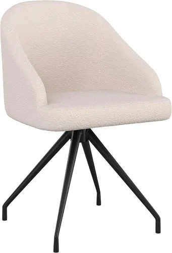 Vista 15 de Martha Stewart Sora Silla de Trabajo Giratoria Fija con Brazos Inclinados para Oficina en Casa en Terciopelo Negro con Marco de Latón Pulido