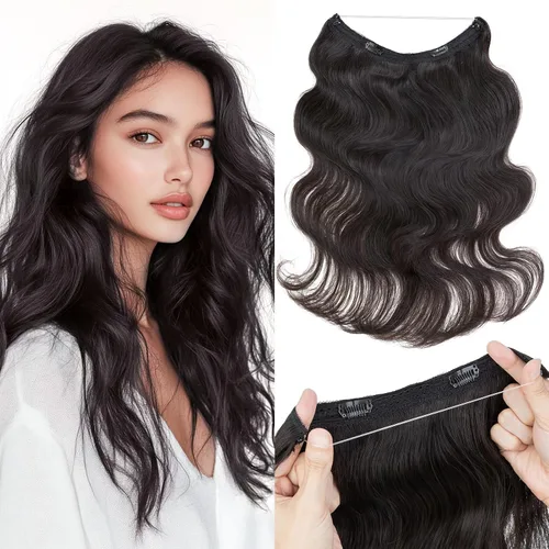 Vista 14 de MY-LADY - Extensiones de cabello humano real, extensiones de cabello humano real, 12 pulgadas, color marrón oscuro, extensiones de cabello largo