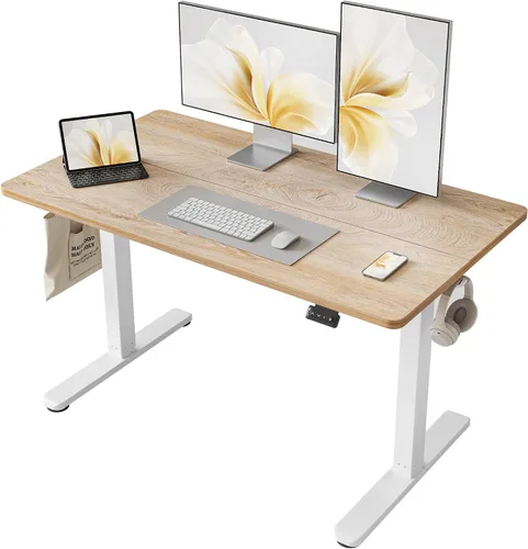 Vista 11 de FAMISKY Escritorio eléctrico de pie, escritorio de altura ajustable de 40 x 24 pulgadas, ergonómico para oficina en casa, estación de trabajo
