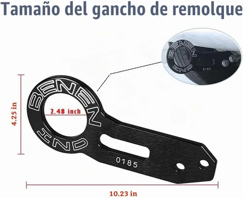 Vista 4 de Kit de Gancho de Remolque para Auto Universal, Gancho de Remolque Trasero de Aluminio para Coche (Negro)