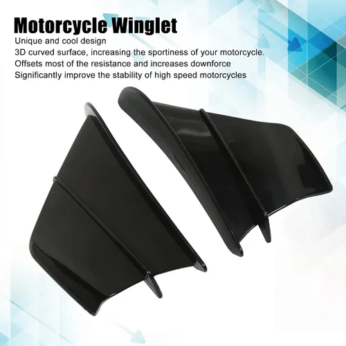 Vista 5 de Aleta de viento lateral para motocicleta, alerón lateral de motocicleta, carenado delantero, aletas aerodinámicas para Z900 Z1000 (negro brillante)