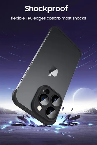 Vista 5 de LEKEVO Funda sin marco para iPhone 14 Pro con protector de lente de cámara, funda delgada y suave de TPU a prueba de golpes, carcasa minimalista