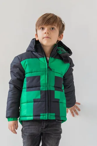 Vista 2 de Minecraft Steve Creeper - Abrigo de invierno con cremallera forro polar verde con licencia oficial de star wars silent one crew
