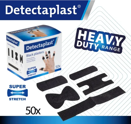 Vista 2 de Detectaplast Black Bandages Superstretch - Resistentes - Flexibles y discretos - Grado profesional para mecánicos - Construcción y trabajo de cocina