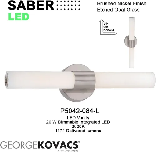 Vista 3 de GEORGE KOVACS P5042-084-L, sable, accesorio de baño LED, níquel cepillado