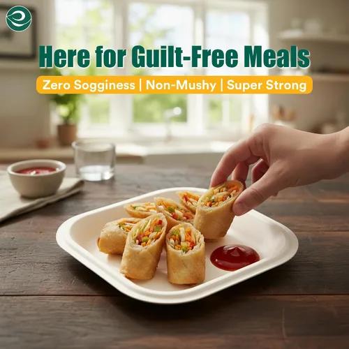 Vista 7 de Eco Soul Disposable Bagasse Plates for Snacks 6 inch - Pack of 100 Small Eco-Friendly Disposable Plates in Bulk for Snacks & Desserts