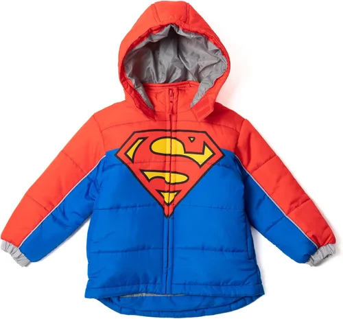 Vista 2 de DC Comics Justice League Superman Batman - Chaqueta acolchada con cremallera para niños pequeños a grandes