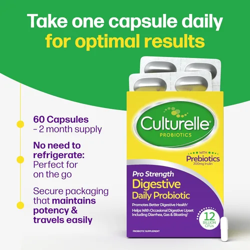 Vista 5 de Culturelle Probióticos Diarios Pro Strength para la Salud Digestiva (Suministro para 2 Meses) con Prebióticos para Mujeres y Hombres, Ayuda