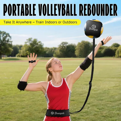 Vista 6 de Ayudante para equipo de entrenamiento de voleibol focopot, entrenador de voleibol en solitario para practicar saque, picada, colocación y pase