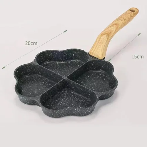 Vista 2 de KLKCMS Sartén frita para huevos, mini cacerola para panqueques, utensilios de cocina, parrilla dividida, sartén resistente al calor, sartén