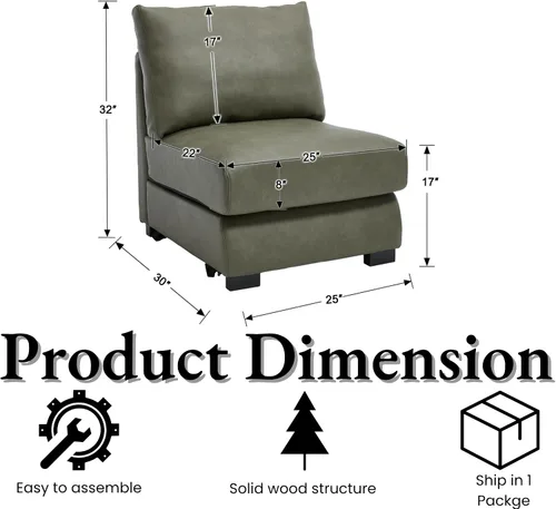 Vista 2 de EALSON Sofá modular seccional asiento medio sofá modular de cuero sintético Asiento individual pieza seccional con funda extraíble verde verde