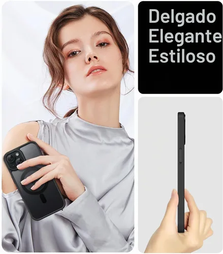Vista 8 de BENTOBEN Compatible con iPhone 15 Plus, Funda de teléfono magnética translúcida mate delgada a prueba de golpes [Compatible con MagSafe] Funda