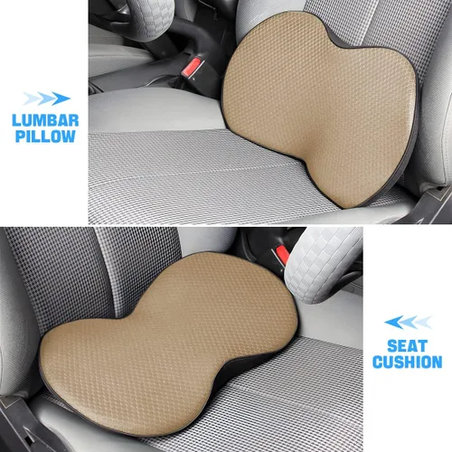 Vista 5 de Cojín de asiento de automóvil, almohadilla de espuma viscoelástica para asiento de automóvil, cómoda almohada de respaldo bajo y coxis para aliviar