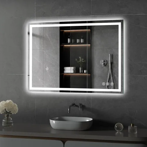 Vista 32 de Koonmi Espejo de baño LED 38x26 con luz, antivaho y 3