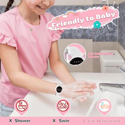 Vista 6 de Relojes digitales para niños y niñas, reloj deportivo con rastreador de fitness, podómetro, reloj despertador, cronómetro, no necesita aplicación