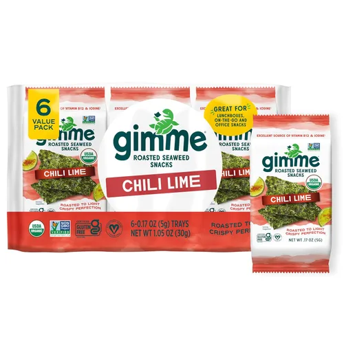 Vista 10 de Gimme Bocadillos de algas tostadas orgánicas de sal marina de 6 quilates