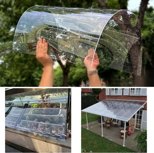 Vista 2 de Hoja de policarbonato para techos, láminas de policarbonato transparente, panel de techo de plástico de polietileno, resistente a la lluvia, lámina